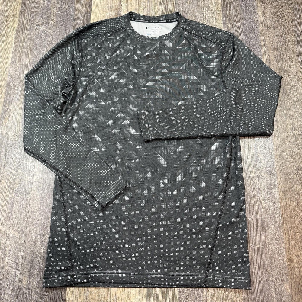 Under Armour ColdGear Compression Shirt Mens XL Gray Geometric Base Layer
